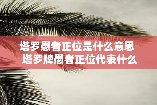 塔罗愚者正位是什么意思  塔罗牌愚者正位代表什么意思