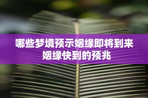哪些梦境预示姻缘即将到来  姻缘快到的预兆