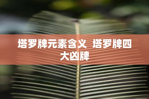 塔罗牌元素含义  塔罗牌四大凶牌