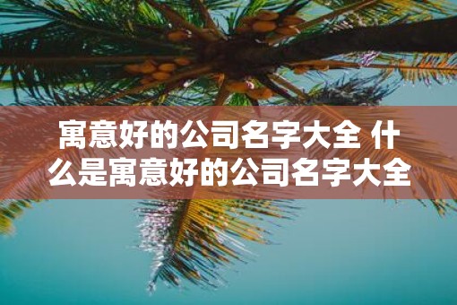 寓意好的公司名字大全 什么是寓意好的公司名字大全