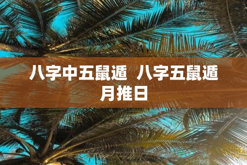 八字中五鼠遁  八字五鼠遁月推日