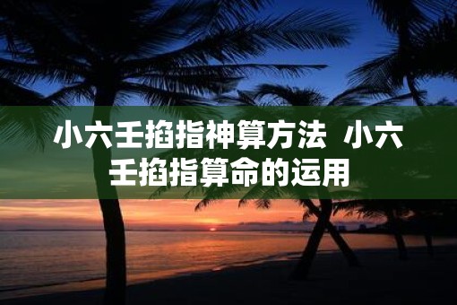 小六壬掐指神算方法  小六壬掐指算命的运用