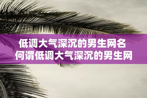 低调大气深沉的男生网名 何谓低调大气深沉的男生网名