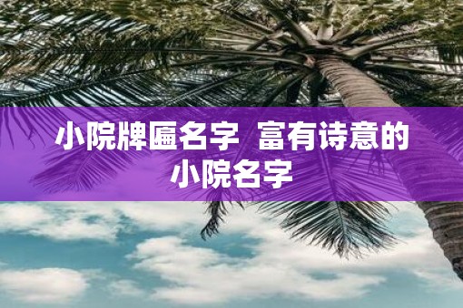 小院牌匾名字  富有诗意的小院名字
