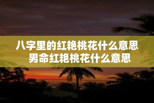 八字里的红艳桃花什么意思  男命红艳桃花什么意思