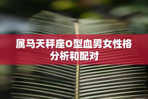 属马天秤座O型血男女性格分析和配对