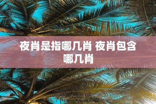 夜肖是指哪几肖 夜肖包含哪几肖