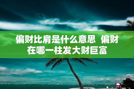 偏财比肩是什么意思  偏财在哪一柱发大财巨富