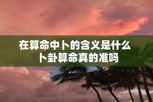在算命中卜的含义是什么  卜卦算命真的准吗