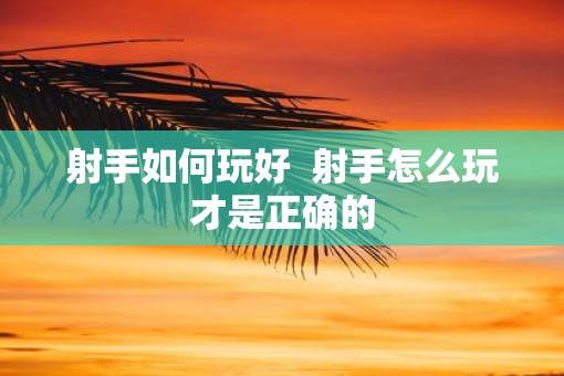 射手如何玩好  射手怎么玩才是正确的