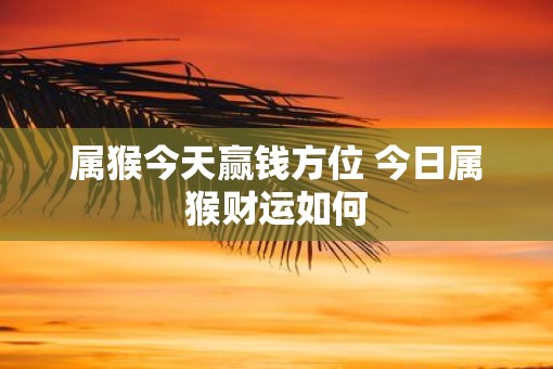 属猴今天赢钱方位 今日属猴财运如何