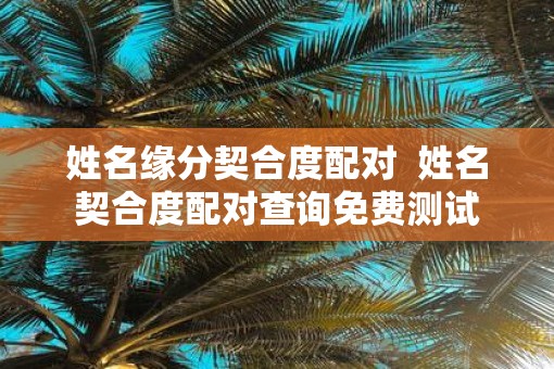 姓名缘分契合度配对  姓名契合度配对查询免费测试