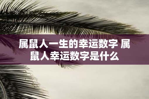 属鼠人一生的幸运数字 属鼠人幸运数字是什么