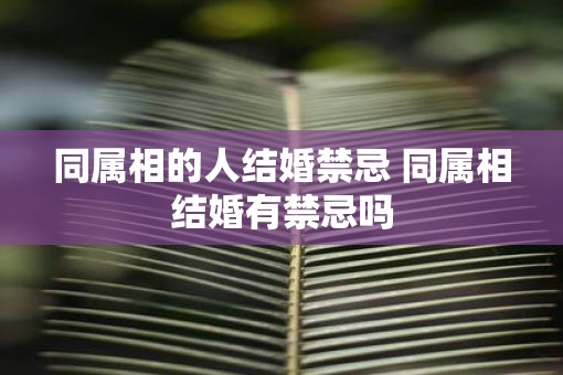 同属相的人结婚禁忌 同属相结婚有禁忌吗