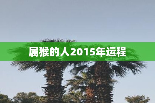 属猴的人2015年运程