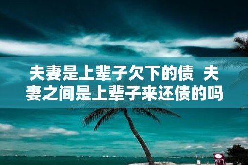夫妻是上辈子欠下的债  夫妻之间是上辈子来还债的吗