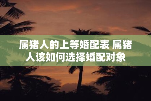 属猪人的上等婚配表 属猪人该如何选择婚配对象