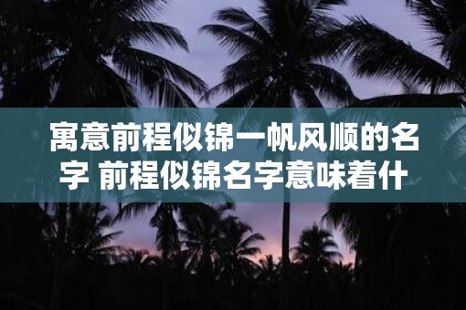 寓意前程似锦一帆风顺的名字 前程似锦名字意味着什么
