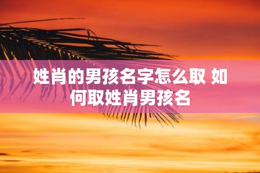 姓肖的男孩名字怎么取 如何取姓肖男孩名