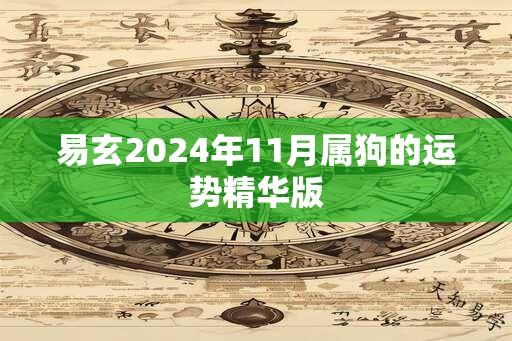 易玄2024年11月属狗的运势精华版