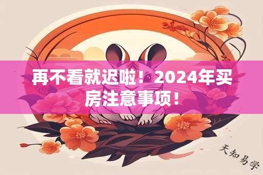 再不看就迟啦！2024年买房注意事项！