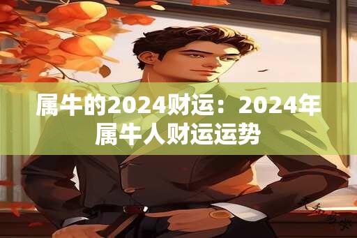 属牛的2024财运：2024年属牛人财运运势