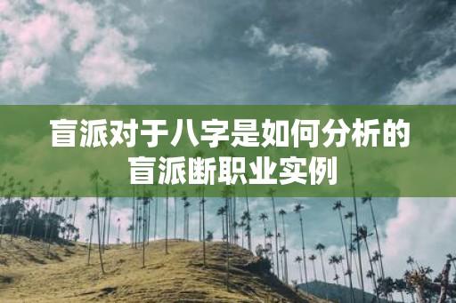 盲派对于八字是如何分析的 盲派断职业实例