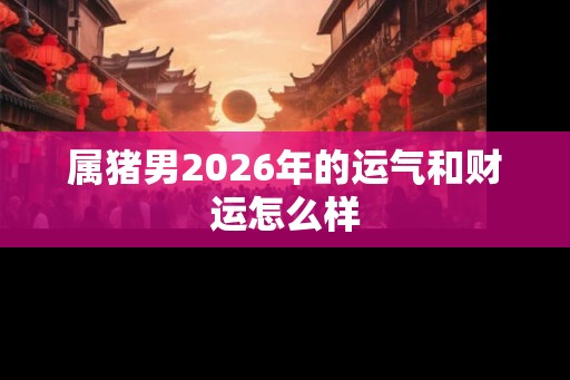 属猪男2026年的运气和财运怎么样