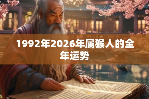 1992年2026年属猴人的全年运势 1992年2026年属猴人的全年运势