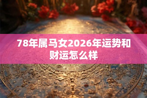 78年属马女2026年运势和财运怎么样