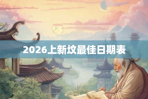 2026上新坟最佳日期表