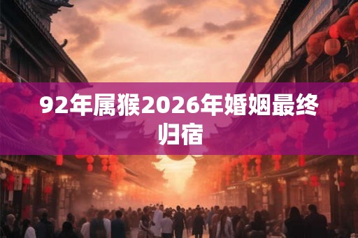 92年属猴2026年婚姻最终归宿 92年属猴2026年婚姻最终归宿