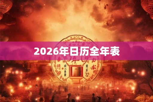 2026年日历全年表 2026年日历全年表
