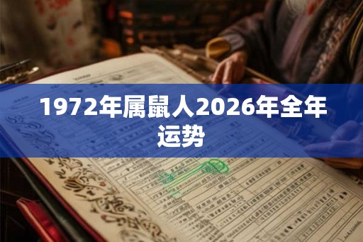 1972年属鼠人2026年全年运势 1972年属鼠人2026年全年运势