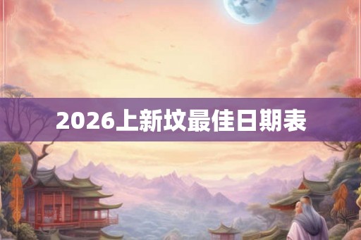 2026上新坟最佳日期表