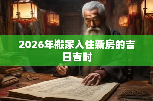 2026年搬家入住新房的吉日吉时