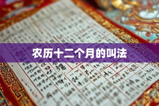 农历十二个月的叫法