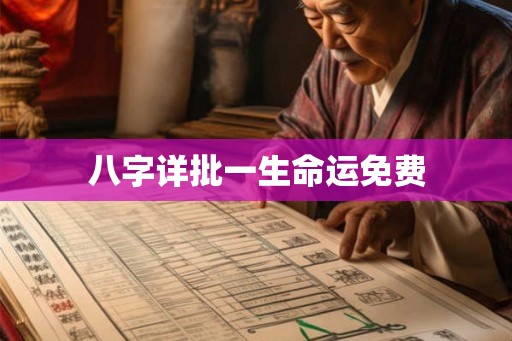 八字详批一生命运免费