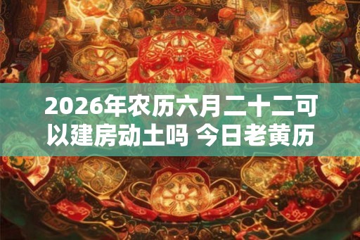 2026年农历六月二十二可以建房动土吗 今日老黄历卦象