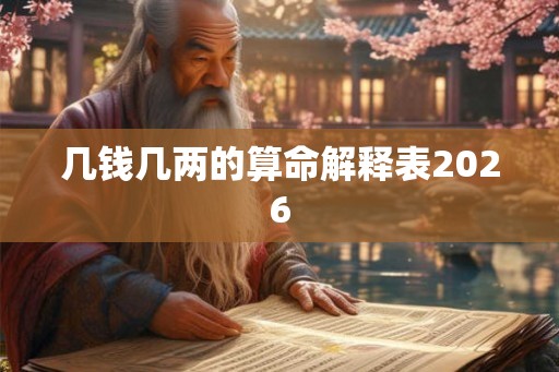 几钱几两的算命解释表2026