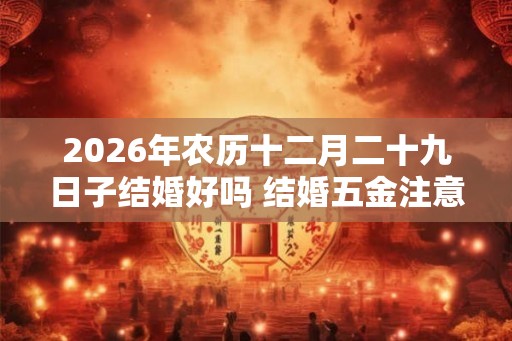 2026年农历十二月二十九日子结婚好吗 结婚五金注意事项