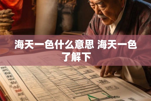 海天一色什么意思 海天一色了解下