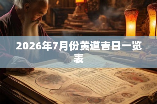 2026年7月份黄道吉日一览表