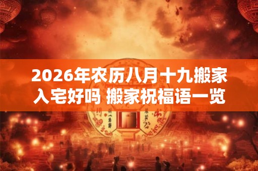 2026年农历八月十九搬家入宅好吗 搬家祝福语一览