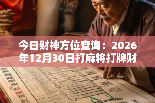 今日财神方位查询：2026年12月30日打麻将打牌财运方位