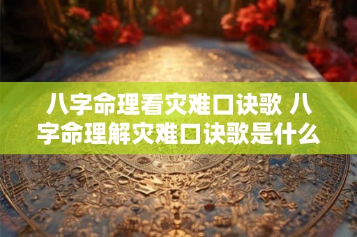 八字命理看灾难口诀歌 八字命理解灾难口诀歌是什么