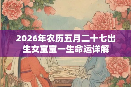 2026年农历五月二十七出生女宝宝一生命运详解