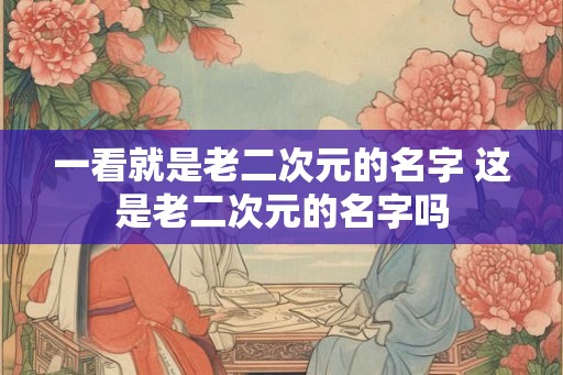 一看就是老二次元的名字 这是老二次元的名字吗