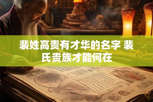 裴姓高贵有才华的名字 裴氏贵族才能何在 裴姓高贵有才华的名字 裴氏贵族才能何在