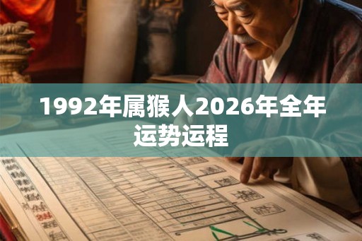 1992年属猴人2026年全年运势运程 1992年属猴人2026年全年运势运程